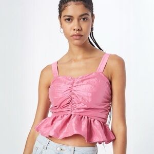 River Island Womens Pink ruched peplum top US 12